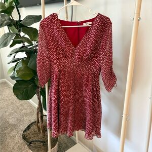 Madewell Red Floral V-Neck Short Dress